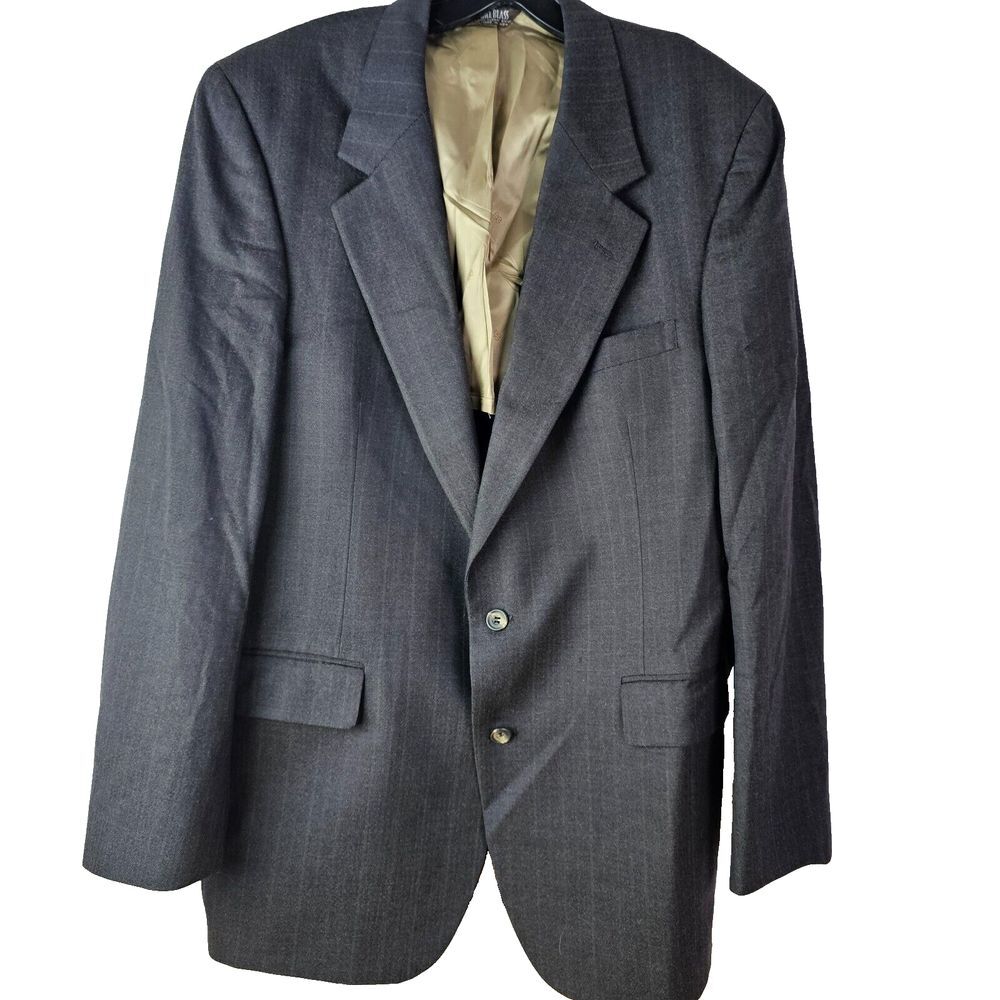 BILL BLASS Blazer Mens‎ 42R Jacket Gray Plaid Sport Coat Wool Vintage